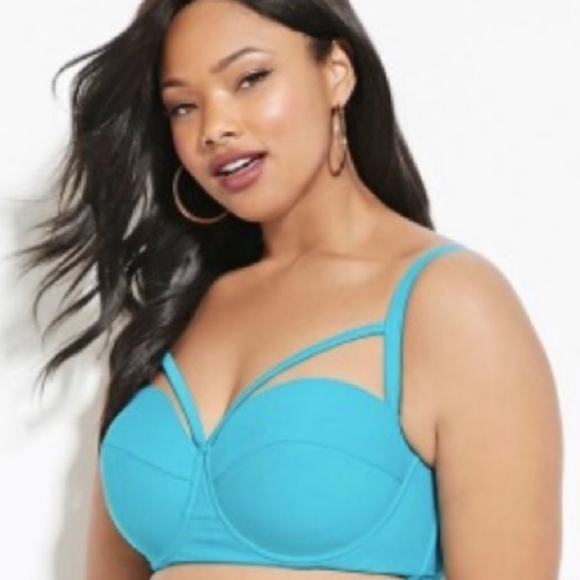 NWT FOREVER 21 PLUS SIZE TURQUOISE BLUE BIKINI - Picture 2 of 8